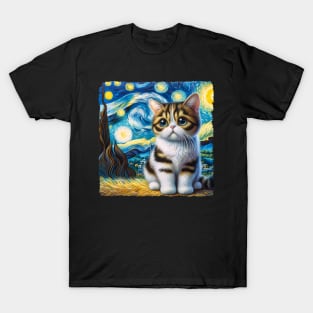 Munchkin Starry Night Inspired - Artistic Cat T-Shirt